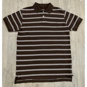 Duck Head Brown And White Striped Polo Shirt Men’s Size L